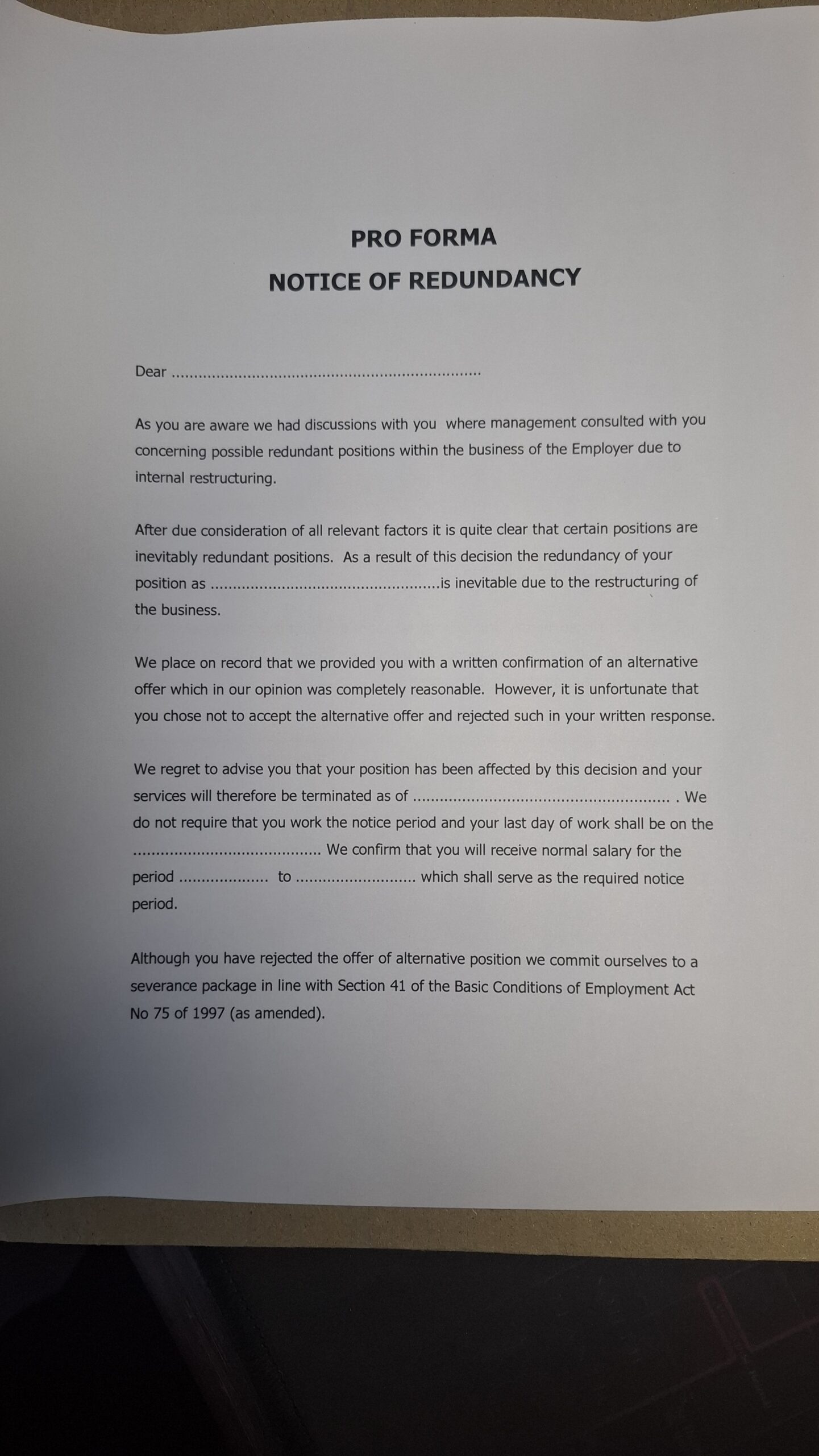 1000425697 Labour Package ( Retrenchments and Redundancy package) - Image 1